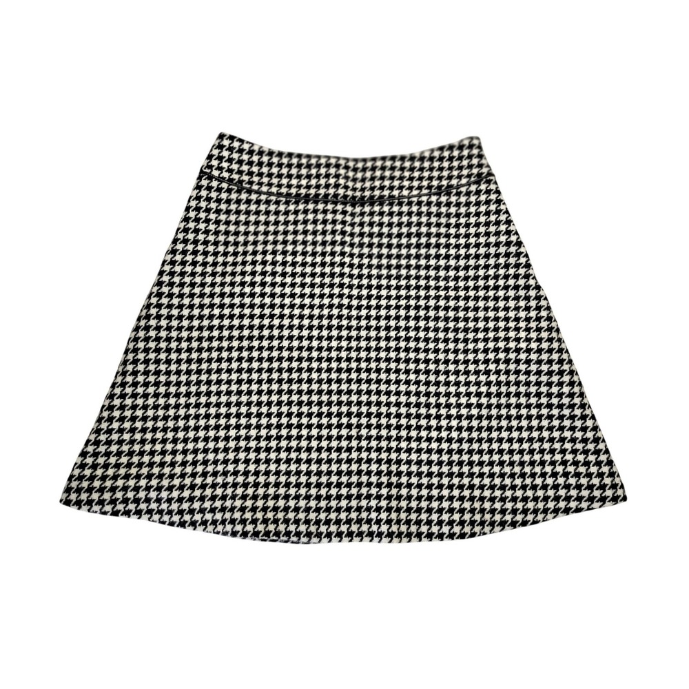 Summer Wool Houndstooth A-Line Skirt Black White Lightweight‎ Japanese Brand
